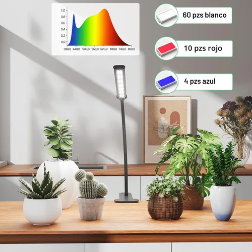 Miniatura 4 de GooingTop Luz de cultivo para plantas de interior, 5000 K, lámpara blanca de cuello de cisne de espectro completo con clip LED rojo y azul