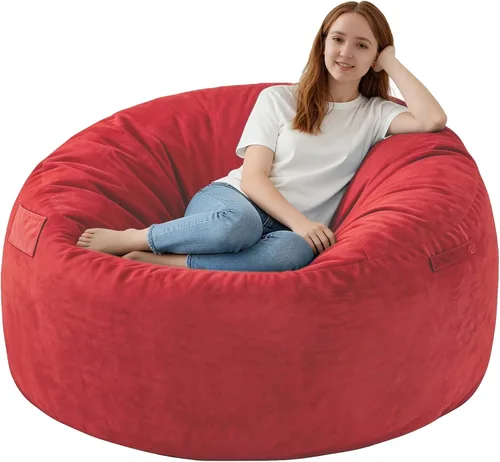 Miniatura 41 de Silla de Puf de 3 Pies, Sillas de Puf Cómodas con Relleno de Espuma Viscoelástica, Sofá de Puf Esponjoso con Funda de Terciopelo Holandés, Sillas