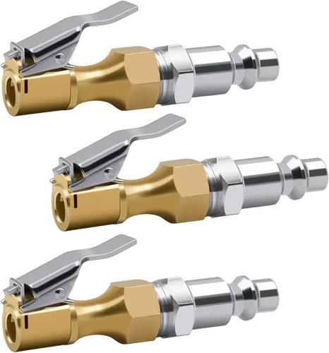 Miniatura 7 de Portabrocas de aire, paquete de 3, portabrocas resistente para neumáticos con flujo cerrado de 1/4" FNPT para accesorios de inflador de neumáticos