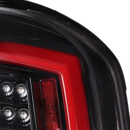 Miniatura 6 de SPEC-D TUNING Luces traseras LED color negro perla con barra de luz LED roja compatible con Toyota Tacoma 2016-2022, conjunto de par izquierdo +