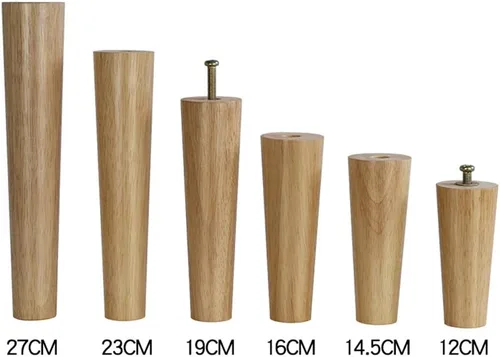 Miniatura 3 de Patas de madera maciza para muebles, patas de sofá cónicas, patas de mesa de café, patas de repuesto para armario, con accesorios, con perno M8