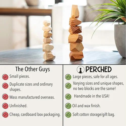 Miniatura 5 de Rocas apilables de pino natural, bloques de madera grandes, juego de rompecabezas Montessori, juguetes para niños pequeños para aula, juego