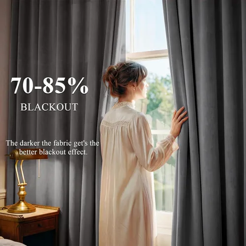 Miniatura 3 de StangH Cortinas de Terciopelo Grueso Sólido - Juego de Tratamiento de Ventanas con Oscurecimiento Moderado para Dormitorio, Cortinas/Cortinajes