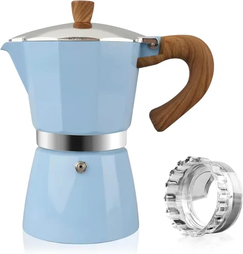 Miniatura 12 de ShanSon Moka Pot - Cafetera de café expreso de 3 tazas de 5 onzas, cafetera italiana manual cubana, cafetera italiana espresso greca para capuchino