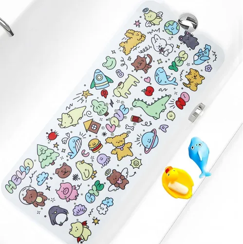 Miniatura 9 de Tapete de Baño para Bebé para Bañera Antideslizante para Niños, Tapete de Bañera Extra Largo de 40X16 Pulgadas, Tapete de Baño y Ducha para Niños