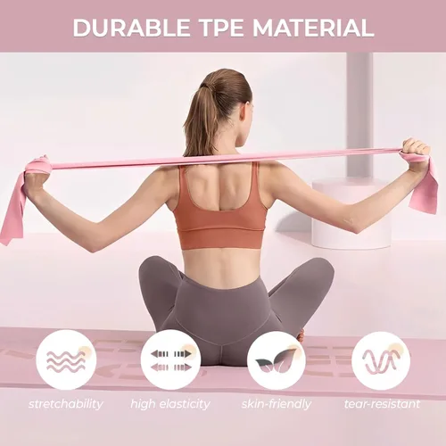 Miniatura 5 de Banda de resistencia, banda de pilates, bandas de entrenamiento para mujeres, banda de resistencia figura 8, juego de 14 bandas de ejercicio