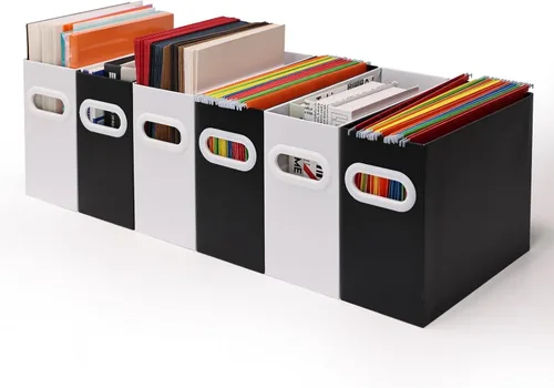Miniatura 24 de Organizador de archivos colgante, organizador de carpetas de archivos de cartón para tamaño carta, caja de almacenamiento de documentos