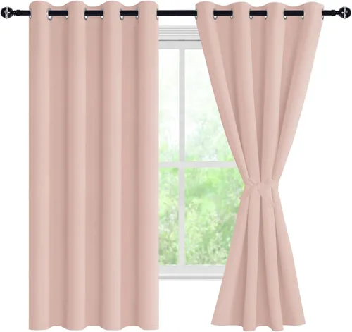 Miniatura 8 de DWCN Cortinas 100% opacas para dormitorio con alzapaños, doble capa, aislamiento térmico, oscurecimiento de la habitación, reducción de ruido, Blanco