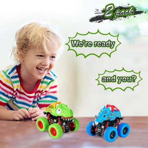 Miniatura 7 de LODBY Juguetes de dinosaurio para niños de 2, 3, 4 y 5 años - Camiones monstruo para niños pequeños de 2 a 4 y 6 años - Coches de dinosaurio
