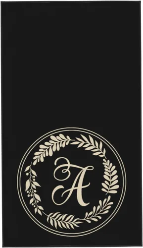 Miniatura 7 de Toalla de mano con monograma, toalla negra con inicial letra A, toalla de baño suave, absorbente, multiusos, para baño, hotel, gimnasio y spa