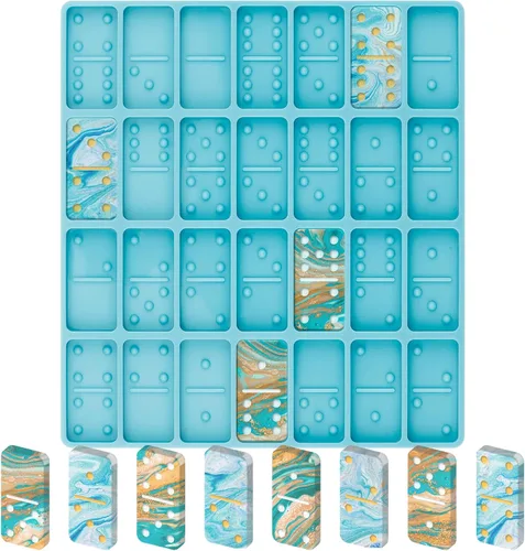 Diueoly Moldes de resina de dominó, moldes de dominó para fundición de resina, moldes de dominó profesionales para resina epoxi, juego de moldes de