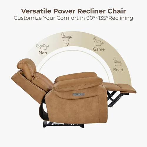 Miniatura 5 de KISLOT Power Recliner Chair Wall Hugger Recliner with Adjustable Headrest and Footrest Dual Motor Electric Faux Leather Reclining Sofa with