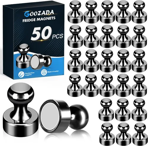 Miniatura 10 de Paquete de 10 imanes de nevera para adultos, imanes de metal fuerte, imanes redondos pequeños para refrigerador, pizarra blanca, casillero, pizarra