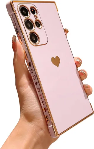 Miniatura 40 de phylla Funda de teléfono compatible con Samsung Galaxy A12 de 6.5 pulgadas, lindo corazón chapado en oro, elegante funda de lujo para mujer