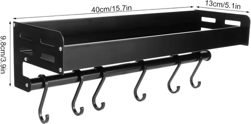 Miniatura 5 de Estante para especias, soporte de pared con doble instalación, organizador de condimentos para utensilios de cocina, despensa, almacenamiento