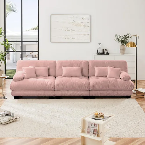 Miniatura 96 de Otomana beige para sofá modular modular, sofá individual, asiento otomano para sofá modular convertible, sofás de terciopelo para sala de estar