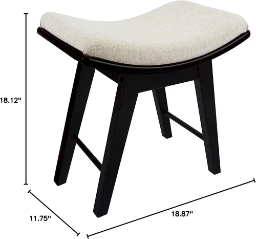 Miniatura 3 de URFORESTIC Taburete de tocador de madera de roble, moderno taburete de maquillaje con superficie de asiento cóncavo, capacidad de 300 libras, fácil