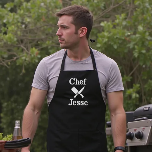 Miniatura 2 de Delantal de chef personalizado para hombres, diseño bordado personalizado, cocina profesional, barbacoa, parrilla, para papá, decorado en Estados