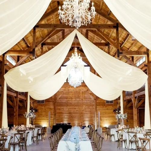 6 paneles de cortinas de techo color marfil para boda, 5 x 20 pies, arco de boda, cortinas transparentes de gasa para decoración de bodas,