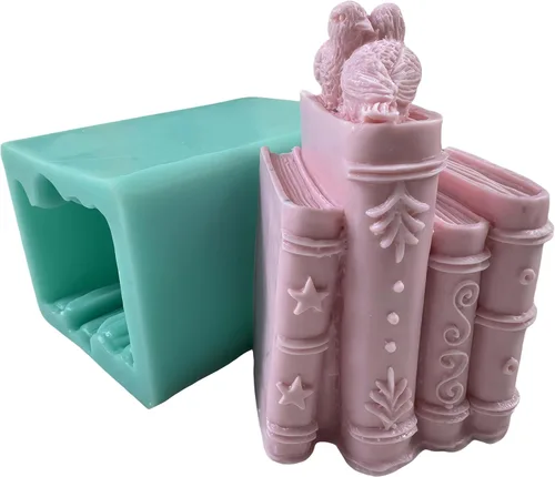 Miniatura 19 de Molde de jabón de silicona de dos libros, moldes de cera de vela hechos a mano, molde de silicona para pastel de mousse de chocolate, gelatina