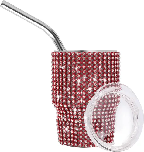 Miniatura 9 de INSTOME Vaso de chupito de acero inoxidable de 3oz con forma de diamante, vaso con pajita, color púrpura (1 unidad)