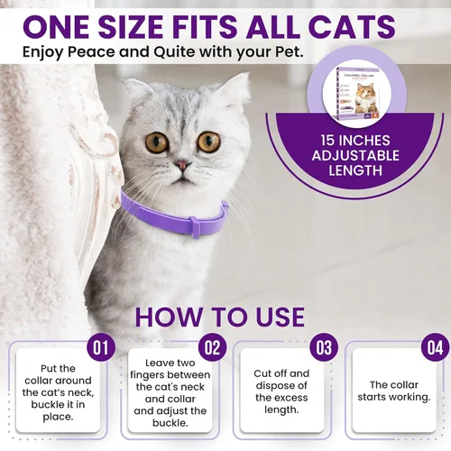 Miniatura 6 de Paquete de 4 collares calmantes para gatos: collares calmantes de feromonas para gatos, ayudan a promover la relajación y la comodidad