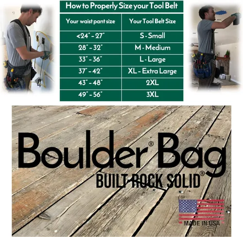 Miniatura 4 de BOULDER BAG Professional Electrician's MAX Combo con cómodo cinturón de herramientas de apoyo en la espalda, hebilla de cinturón de cuero, cinturón