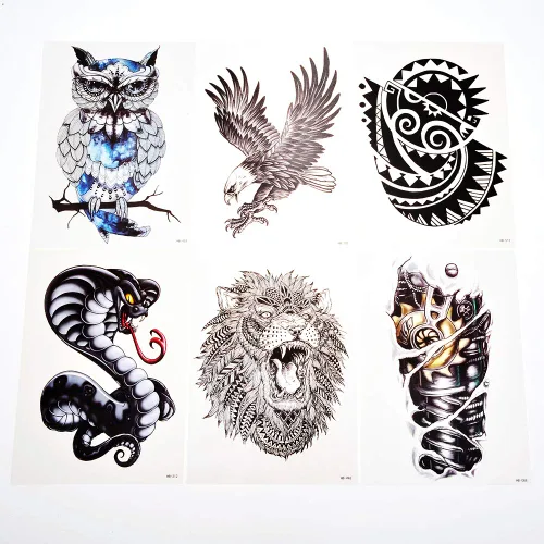 Miniatura 5 de PowerTRC Calcomanías temporales de tatuaje, 16 hojas de tatuajes para hombres y mujeres, tatuajes para Halloween, fiestas, festivales. Diseños