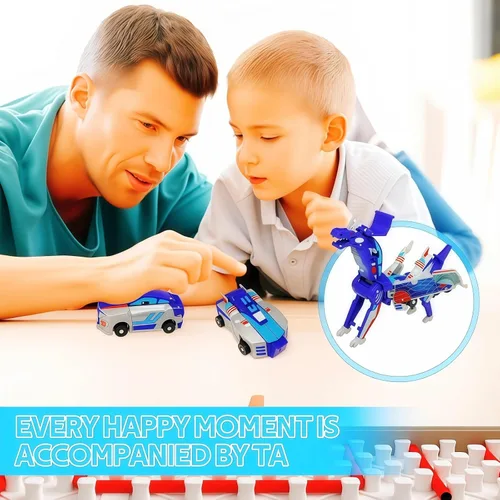 Miniatura 7 de Vehículo de juguete de dinosaurio transformador por colisión, 2 autos magnéticos que se transforman en juguetes de dinosaurio, juguetes de autos