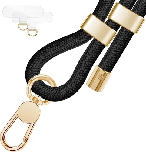 Miniatura 10 de UKON Cordón para teléfono celular, cordón bandolera y correa de muñeca, hebilla de metal premium con dijes para teléfono con 2 parches de correa
