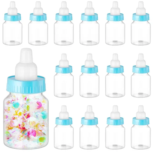 Patelai 36 biberones de 3.5 pulgadas para baby shower, mini botellas transparentes de plástico para baby shower, mini figura de caramelo, caja de