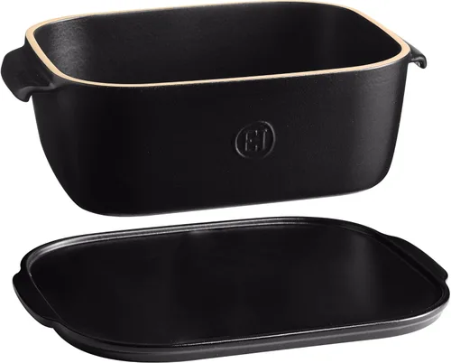 Miniatura 5 de Emile Henry, Caja de almacenamiento de queso negro/bandeja para servir, 12 x 8 x 4.4 pulgadas