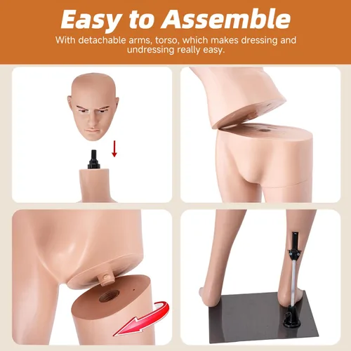Miniatura 6 de Maniquí de cuerpo completo, maniquí desmontable ajustable con soporte para costura, sastrería, diseño de disfraz de cosplay y exhibición