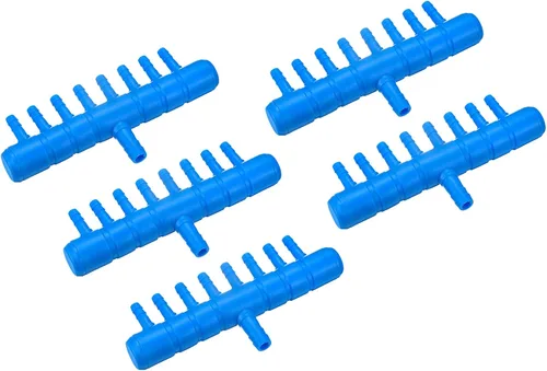 Miniatura 8 de uxcell 5 unids 0.315 in a 0.217 in 2 vías línea de aire tubo divisor conector pecera tanque oxígeno tubo aire adaptador para acuario, azul