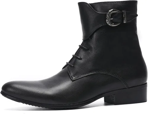 Miniatura 2 de Santimon Botas vaqueras para hombre, vestido formal, botas Chelsea de cuero genuino, botas casuales Patry de moda occidental, formal, baile