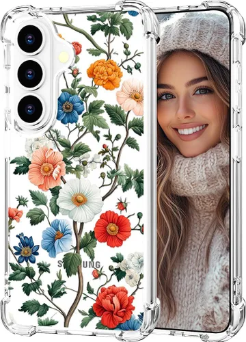 Miniatura 51 de Hungo Funda compatible con Samsung Galaxy S23 con diseño floral y bonito diseño transparente, femenino para mujeres y niñas, con hermoso clavel