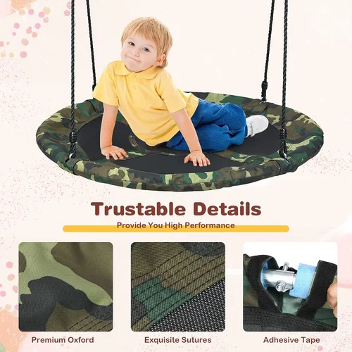 Miniatura 2 de KOTEK Columpio de árbol de platillo de 40 pulgadas para niños, juegos de columpio para interiores y exteriores con cuerdas ajustables para colgar