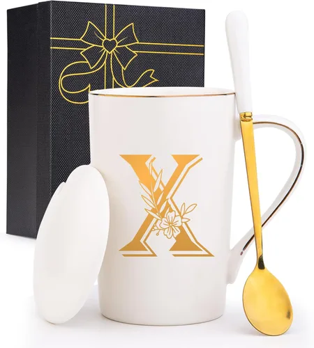 Miniatura 29 de Tazas personalizadas con iniciales en letra A con flores, taza de café personalizada con letra A, tazas personalizadas con letras geniales