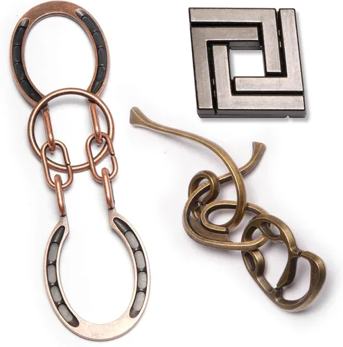 Miniatura 10 de MHY Rompecabezas Mentales de Metal Jumbo para Adultos - Paquete de 4 Juegos Mentales 3D Desafiantes con Estuche Portátil Juguetes de Lógica