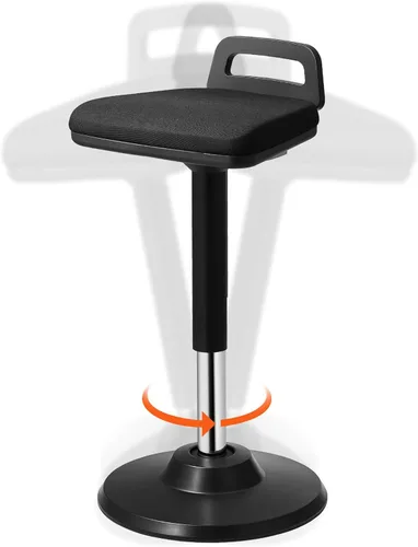 VEVOR Silla activa con asa, altura ajustable (24.6-34.4 pulgadas), silla tambaleante hecha de tela elástica y espuma de 1.772 in, ideal para Negro