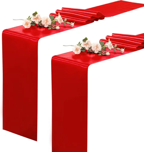 Miniatura 17 de Paquete de 2 caminos de mesa negros de 12 x 108 pulgadas, camino de mesa rectangular de seda satinada suave para bodas, banquetes, decoración