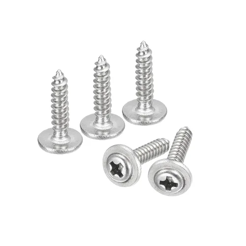 Miniatura 14 de uxcell ST3x6mm Phillips Pan Head Tornillo Autorroscante con Arandela, 100 piezas - Tornillo de madera de acero inoxidable 304 rosca completa (plata)