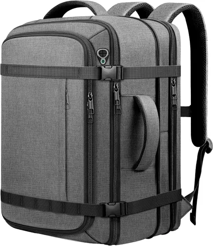 Miniatura 10 de Ample Space Mochila de viaje con garantía de por vida, mochila de mano expandible con puerto de acceso por cable, se adapta a portátiles de 17.3