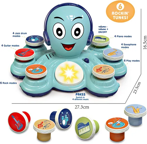 Miniatura 2 de Juguetes musicales para bebés, juguetes de aprendizaje para niños pequeños, juguetes musicales de pulpo, juguetes educativos musicales para niños