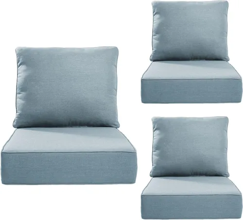 Miniatura 28 de Rilyson Cojines de patio para muebles de exterior, 22 x 24 pulgadas, respaldo alto y asiento profundo, cojín de exterior para sillas de patio, sofá