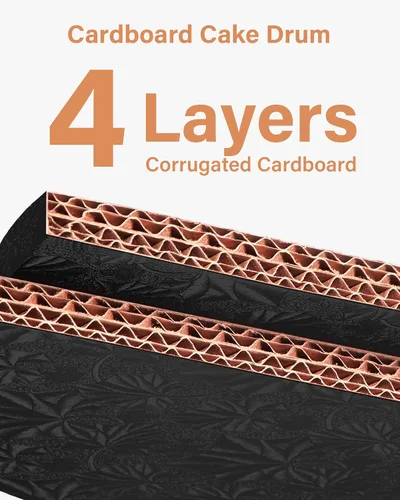 Miniatura 2 de Kootek Bases para Pasteles Redondas de 12 Pulgadas, 1/2" de Grosor, Suministros de Decoración, Base de Cartón Corrugado Resistente Negro, Base
