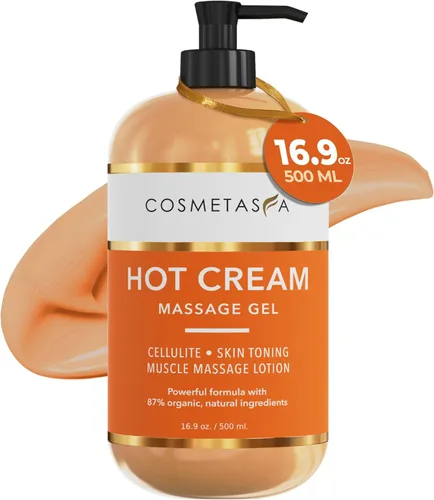 Miniatura 10 de Cosmetasa Gel de masaje de crema caliente con guante masajeador, crema natural y 87% orgánica para celulitis, multiuso, crema tonificante