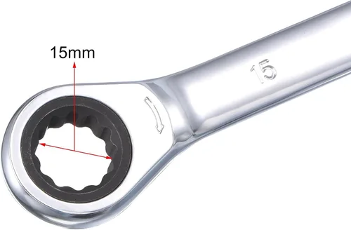 Miniatura 4 de uxcell Llave de trinquete de extremo de caja doble (0.551 in x 0.591 in) métrica 72 dientes 12 puntas llave de trinquete herramientas CR-V