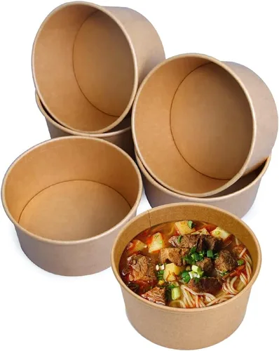 Miniatura 5 de Cuencos de papel grandes de 16 onzas, 50 cuencos desechables para ensaladas, suministros de fiesta para alimentos fríos/calientes, sopa (16.9 fl oz)