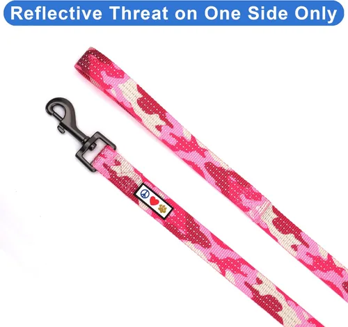 Miniatura 3 de Pawtitas correa para mascotas/cachorro de ft reflectante de perro con collar y arnés de juego que se venden por separado., Rosado (Pink Camo)
